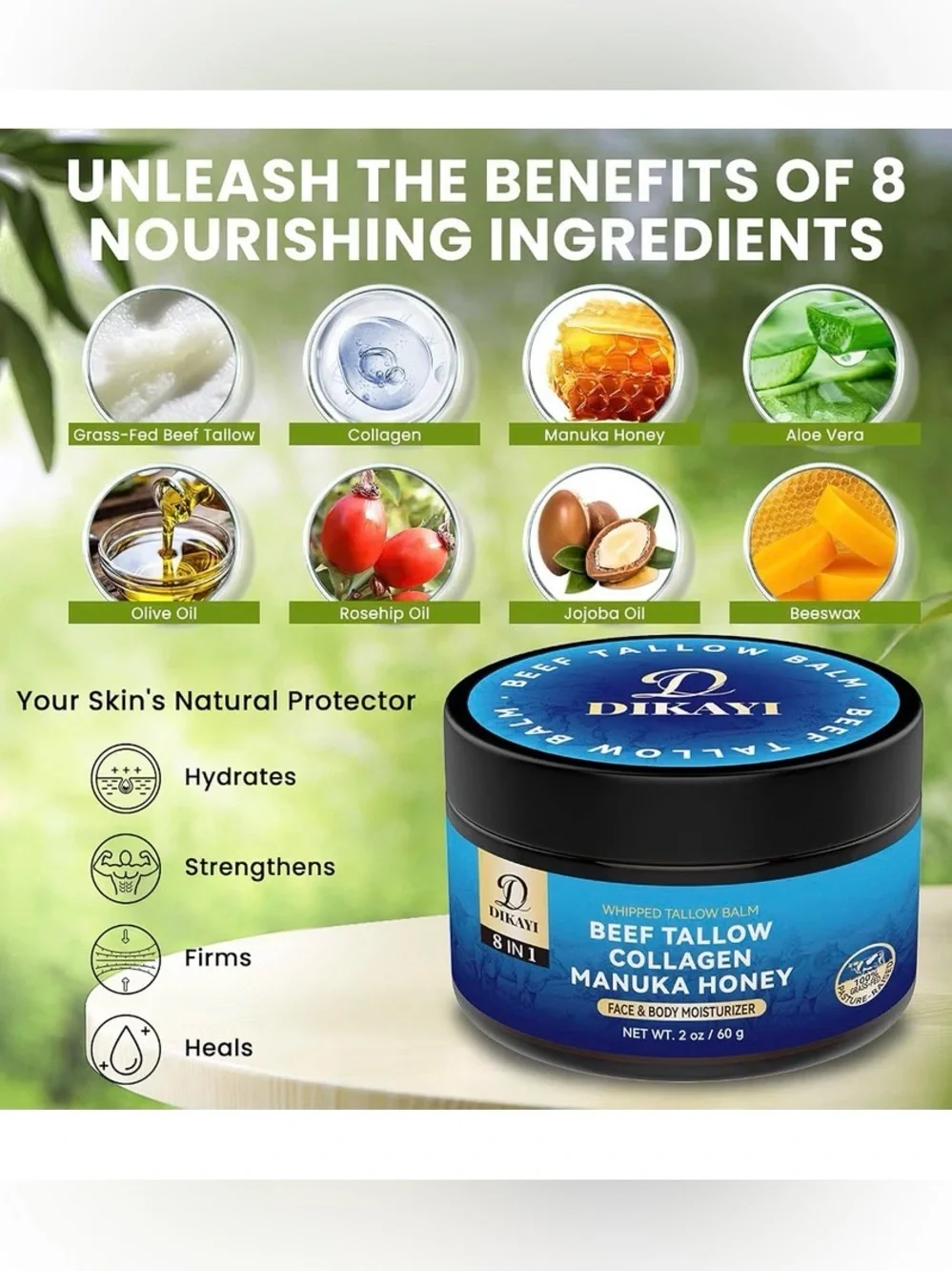 arctic BEAUTY Whipped Tallow Moisturizer Collagen Face & Body Cream 2 oz